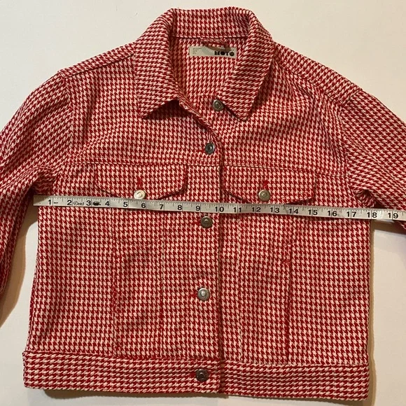 Topshop Red Houndstooth Jacket | US 6 UK 10 - Picture 6 of 13